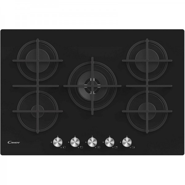 PLAQUE DE CUISSON CANDY CVG74WPB / 5 FEUX / 75CM / NOIR