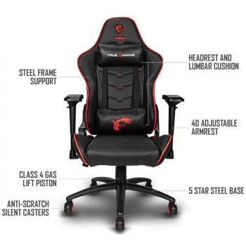 CHAISE GAMING MSI MAG CH120X EN CUIR PVC AVEC ACCOUDOIRS REMBOURRÉS - NOIR & ROUGE