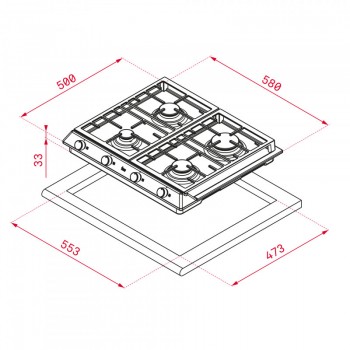 PLAQUE DE CUISSON ENCASTRABLE À GAZ TEKA EX 60.1 4G  4 FEUX  60 CM INOX