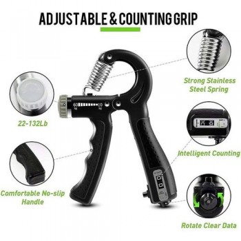 Appareil de Musculation de la Poignée, Résistance Réglable 5-60kg -Noir