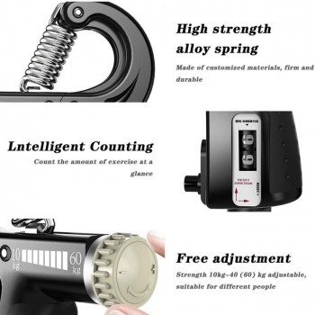 Appareil de Musculation de la Poignée, Résistance Réglable 5-60kg -Noir