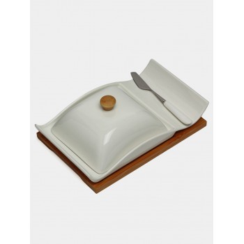 Beurrier en céramique et bambou