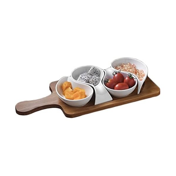 Petite assiette en céramique avec plateau en bois, plateau à fruits, assiette à Sauce d'assaisonnement, vaisselle