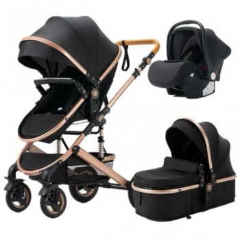 Belecoo poussette 3 en 1 pour bébé facile à plier multifonctionnelle Portable siège de sécurité NOIR
