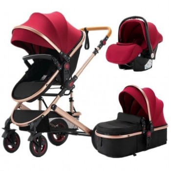 Belecoo poussette 3 en 1 pour bébé facile à plier multifonctionnelle Portable siège de sécurité ROUGE