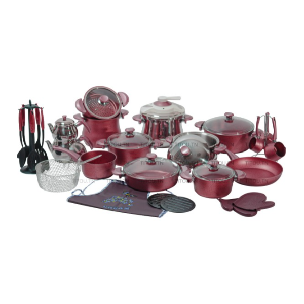 Batterie OMS 38 Pièces Granite - Rouge Bordeaux