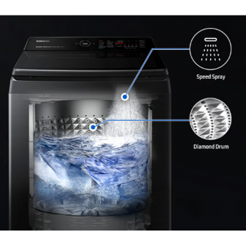 LAVE LINGE TOP SAMSUNG WA14CG5745BDFA DUAL WASH 14 KG - NOIR CAVIAR & gris
