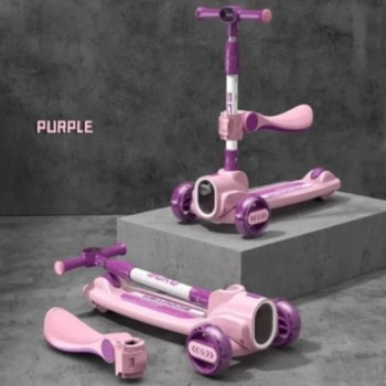 Trottinette à Trois Roues Pour Enfant Avec Phare et Siège Démontable