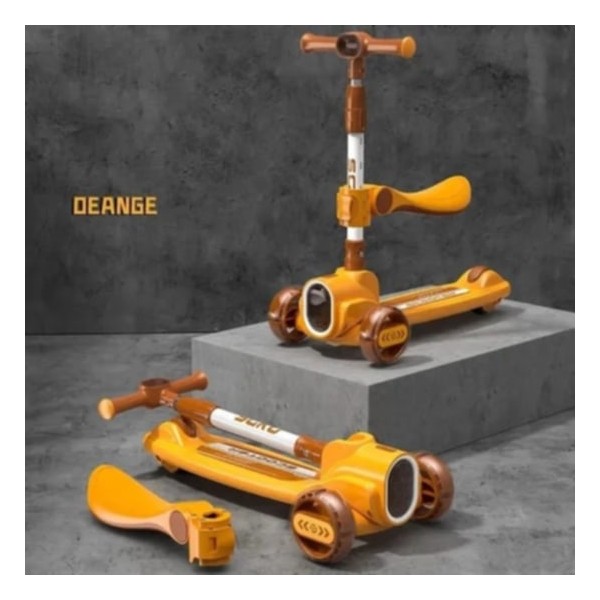 Trottinette à Trois Roues Pour Enfant Avec Phare et Siège Démontable