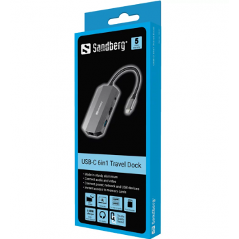 Le Sandberg USB-C 6in1 Travel Dock 136-33