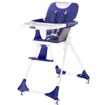 Chaise Haute Bébé Avec Roue Baby Land Bleu