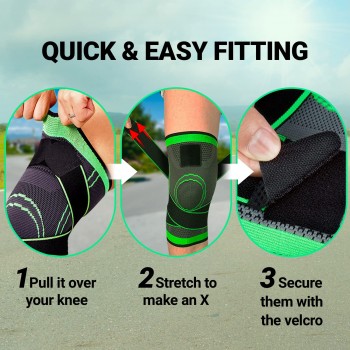Genouillère de sport anti-douleur Neenca - Genouillère de protection pour genou (noir, vert)