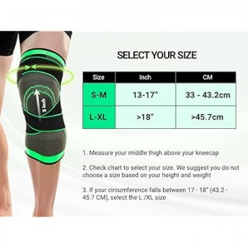 Genouillère de sport anti-douleur Neenca - Genouillère de protection pour genou (noir, vert)