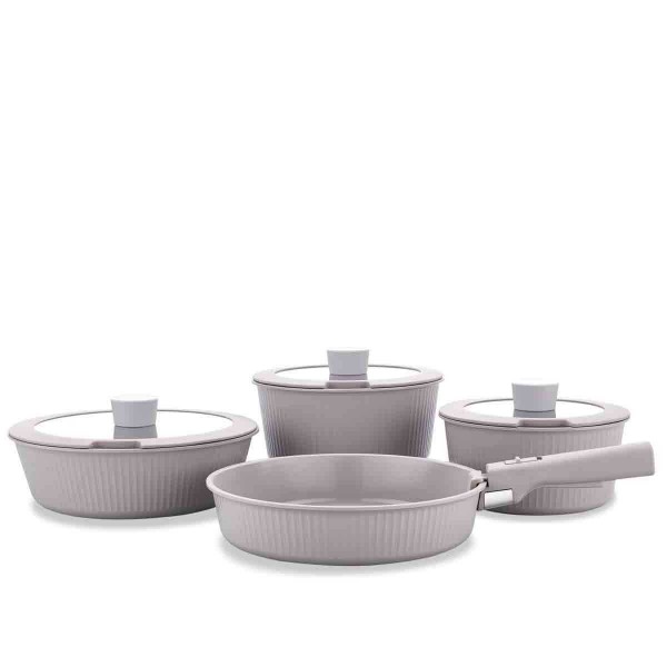 Batterie Korkmaz Pratika de cuisine 8 pièces avec poignée amovible A2800