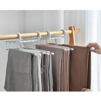 Cintre et porte-serviettes 5 en 1, pour vêtements et pantalons - Blanc