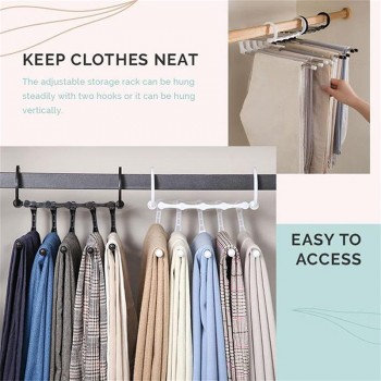 Cintre et porte-serviettes 5 en 1, pour vêtements et pantalons - Blanc