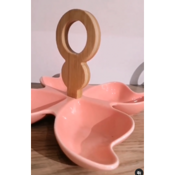 Portes fruits secs en céramique avec support en bois