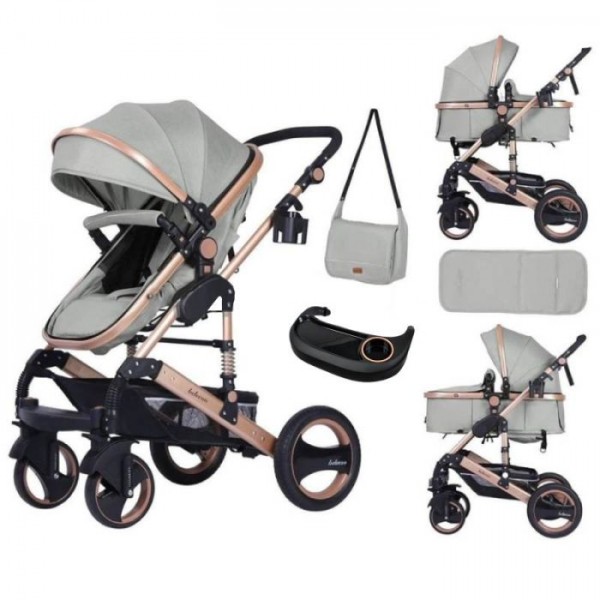 Poussette Landau BELECOO 535-Q3 Avec Sac Maman - Gris