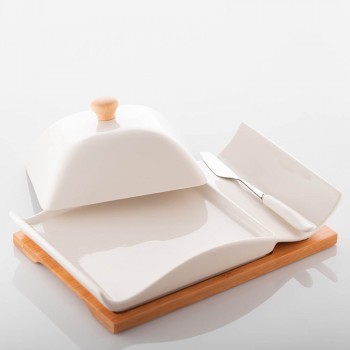 Beurrier en céramique et bambou