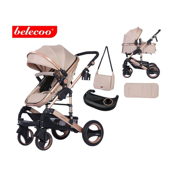 Poussette Landau BELECOO 535-Q3 Avec Sac Maman - Beige