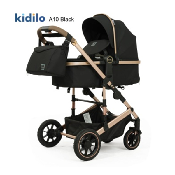 Poussette Landau KIDILO A10 Avec Sac Maman Noir