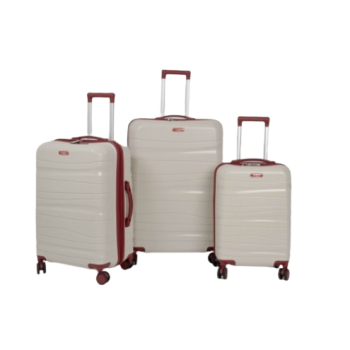 Set de trois valises avec roues démontables - Titou - Crème rouge bordeaux