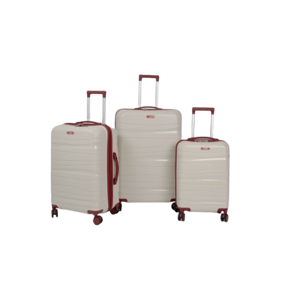 Set de trois valises avec roues démontables - Titou - Crème rouge bordeaux