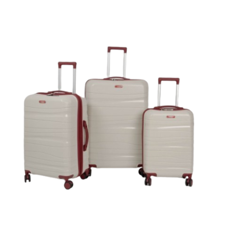 Set de trois valises avec roues démontables - Titou - Crème rouge bordeaux