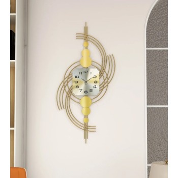 Horloge murale surdimensionnée en métal moderne 3D de 1000 mm avec cadre géométrique doré pour salon