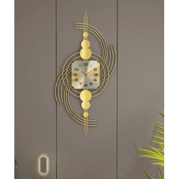 Horloge murale surdimensionnée en métal moderne 3D de 1000 mm avec cadre géométrique doré pour salon