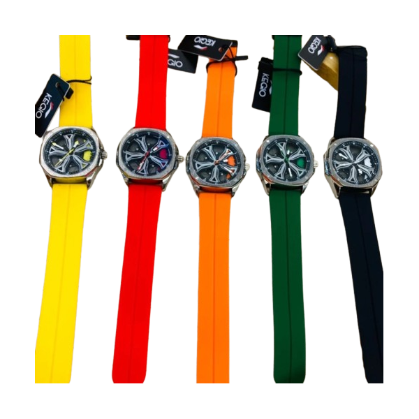 Montres uniques hommes cadran rotatif Sport bracelet en Silicone