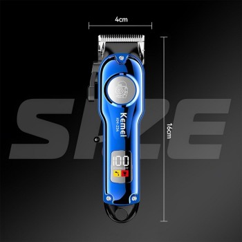 Tondeuse à cheveux sans fil rechargeable à affichage LED KM-234 bleu