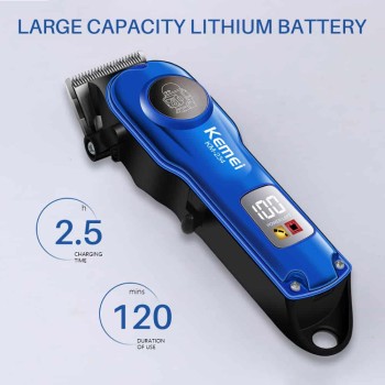 Tondeuse à cheveux sans fil rechargeable à affichage LED KM-234 bleu