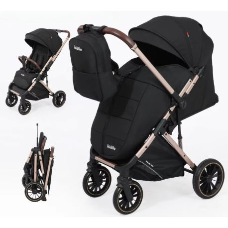 POUSSETTE VALISE KIDILO 6530PRO Avec cache pied - NOIR