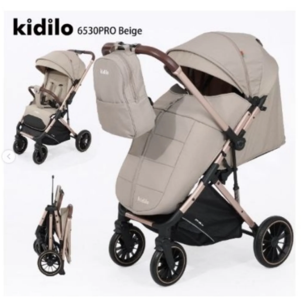 POUSSETTE VALISE KIDILO 6530PRO Avec cache pied - BEIGE