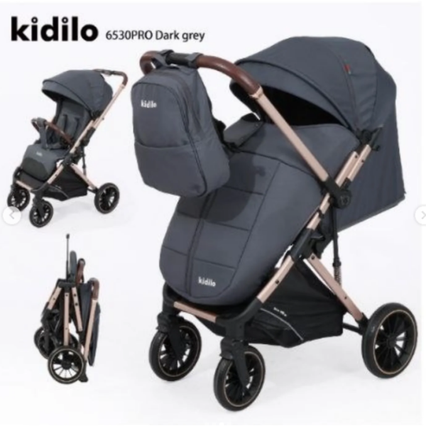 POUSSETTE VALISE KIDILO 6530PRO Avec cache pied - GRIS