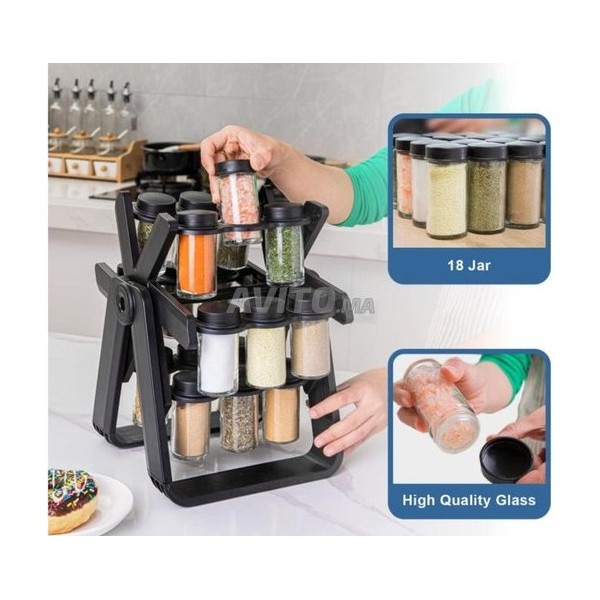 Accessoires de cuisine 18 boîtes de fer rotatif à épices de roue