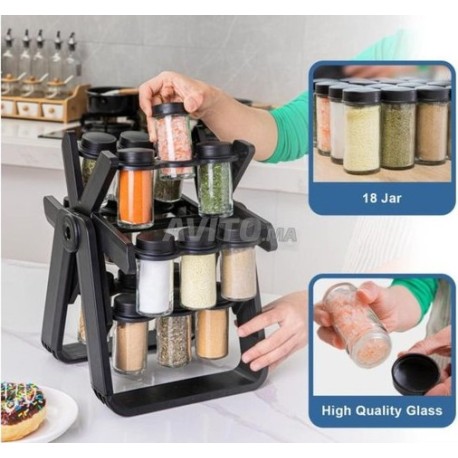 Accessoires de cuisine 18 boîtes de fer rotatif à épices de roue
