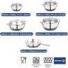 Batterie de cuisine Korkmaz Tombik 9 pièces en acier inoxydable, compatible induction, argentée, A1800