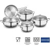 Batterie de cuisine Korkmaz Tombik 9 pièces en acier inoxydable, compatible induction, argentée, A1800