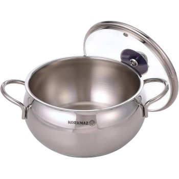 Batterie de cuisine Korkmaz Tombik 9 pièces en acier inoxydable, compatible induction, argentée, A1800