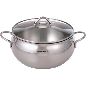 Batterie de cuisine Korkmaz Tombik 9 pièces en acier inoxydable, compatible induction, argentée, A1800
