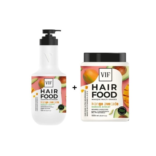 Shampoing + Masque Hair food Mangue avocat 1000 ml