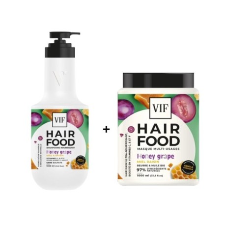 Shampoing + Masque Hair Food Miel & Raisin – 1000 ml