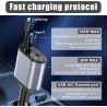 Chargeur de Voiture 4en1 Ultra Rapide 120W & Câbles Rétractables