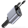 Chargeur de Voiture 4en1 Ultra Rapide 120W & Câbles Rétractables