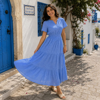 Robe longue en broderie anglaise