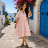 Robe midi poudré en broderie anglaise