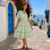 Robe midi poudré en broderie anglaise