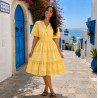 Robe midi poudré en broderie anglaise